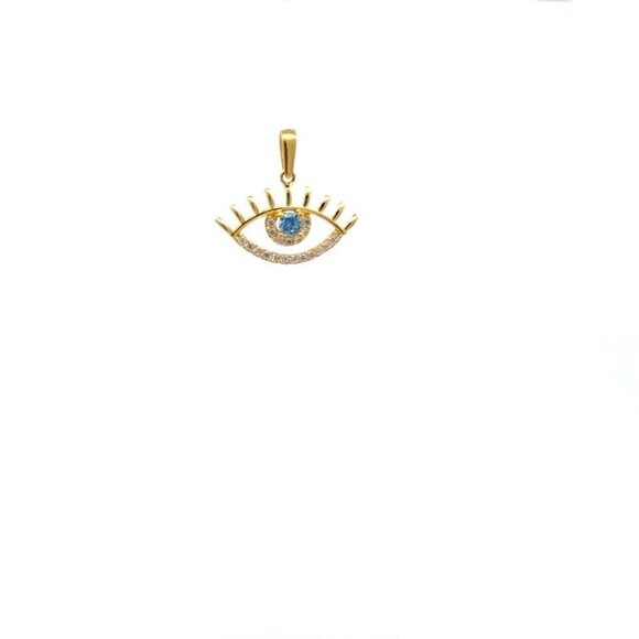 Unbranded Jewelry - 18K Gold Pendant Charm Evil Eye Cubic Zirconia